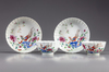 TWO PAIRS OF CHINESE FAMILLE ROSE CUPS AND SAUCERS, 18TH CENTURY