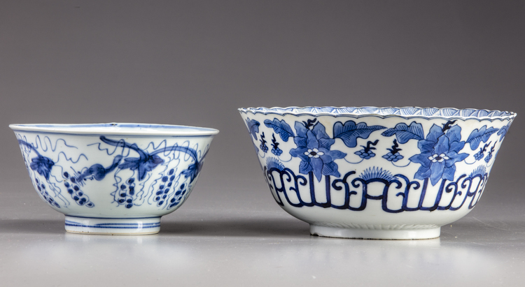 Two Chinese blue and white bowls