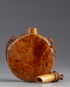 A Chinese wooden moon flask