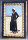 A painting depicting a standing Egyptian
