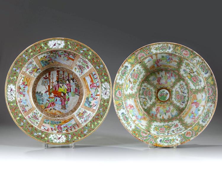 TWO CANTONESE FAMILLE ROSE BASINS, 19TH CENTURY