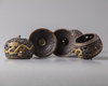 A CHINESE PAIR OF PARCEL GILT BRONZE 'DRAGON' CENSERS,