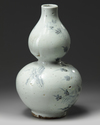 A Korean blue and white 'butterfly and chrysanthemum' double gourd vase