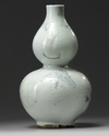A Korean blue and white 'butterfly and chrysanthemum' double gourd vase