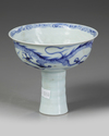 A Chinese blue and white stem cup