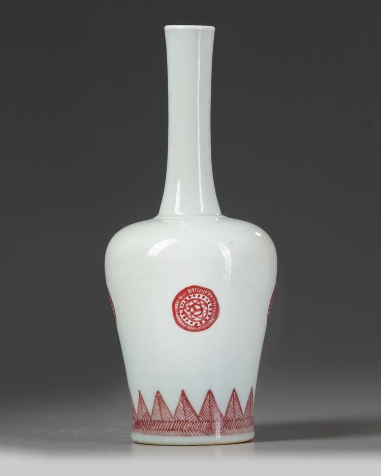 A Chinese iron-red bottle vase