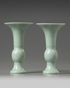 A pair of Chinese celadon-glazed gu vases
