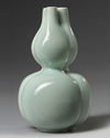 A Chinese celadon-glazed triple-gourd vase