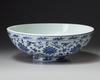 A Chinese blue and white 'scrolling lotus' bowl