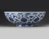 A Chinese blue and white 'scrolling lotus' bowl