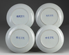 Four Chinese underglaze copper red blue and white 'floral' dishes