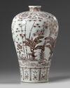 A Chinese underglaze copper red decorated 'Three Friends of Winter' meiping