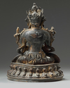 A Chinese gilt lacquered bronze figure of Vairocana