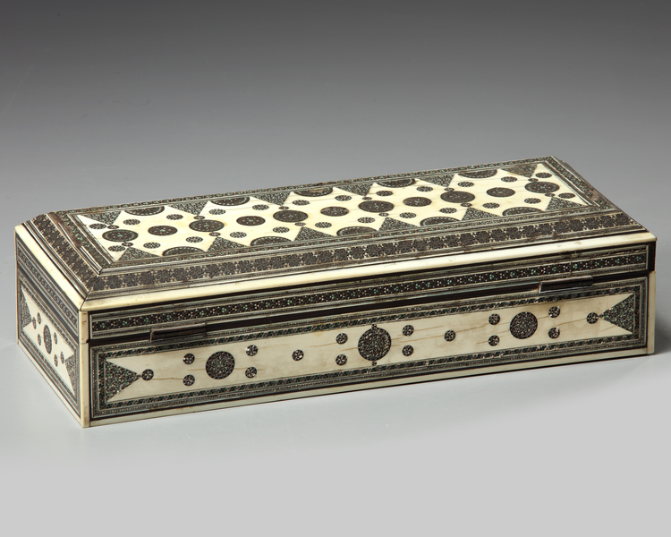 A Mughal ivory inlaid silver box