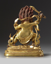 A Sinotibetan gilt bronze figure of mahakala