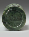 A carved spinach green jade brush pot