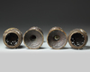 A CHINESE PAIR OF PARCEL GILT BRONZE 'DRAGON' CENSERS,