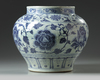 A Chinese blue and white Ming style jar