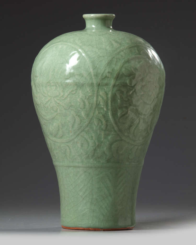 A CHINESE CELADON MEIPING VASE