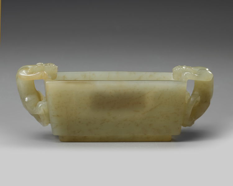 A small jade rectangular bowl