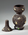 A Chinese mother-of-pearl-inlaid wood double gourd vase