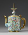 A CHINESE BEIJING-ENAMEL TURQUOISE-GROUND' PHOENIX AND PEONY' TEAPOT