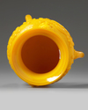 A CHINESE OPAQUE YELLOW GLASS TRIPOD CENSER 