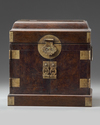 A CHINESE HONGMU AND BURLWOOD SEAL CHEST, GUANPIXIANG