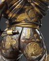 A Japanese parcel gilt bronze figure of a Samurai