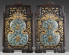 A pair of Chinese gilt bronze cloisonné enamel double gourd panels