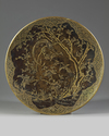 A Japanese bronze dish with gilt inlay, Kyoto school