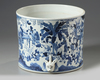 A large Chinese blue and white brush pot