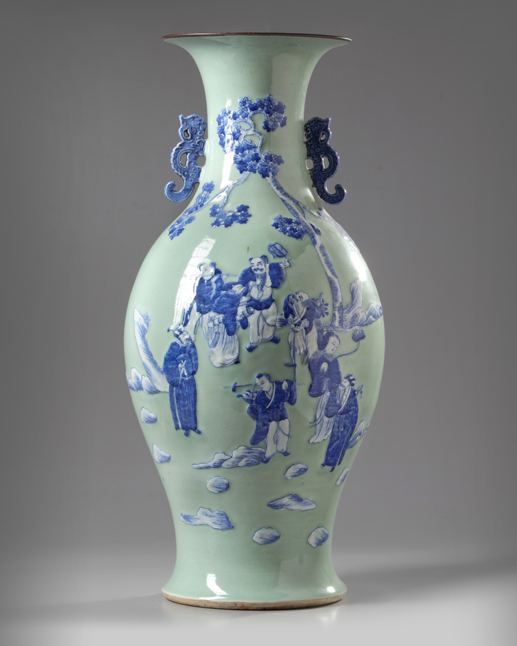 A large Chinese celadon vase