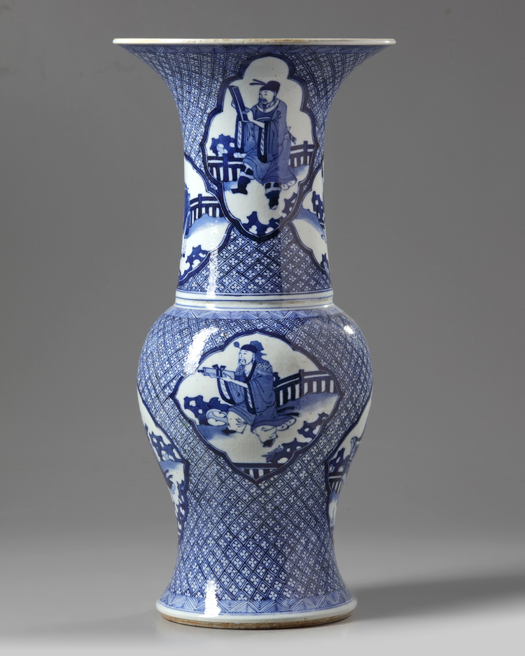 A Chinese blue and white phoenix tail vase