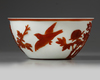 A CHINESE CARVED OVERLAY GLASS 'BIRD AND FLOWERS' BOWL, CHINA, QING DYNASTY (1644-1911)