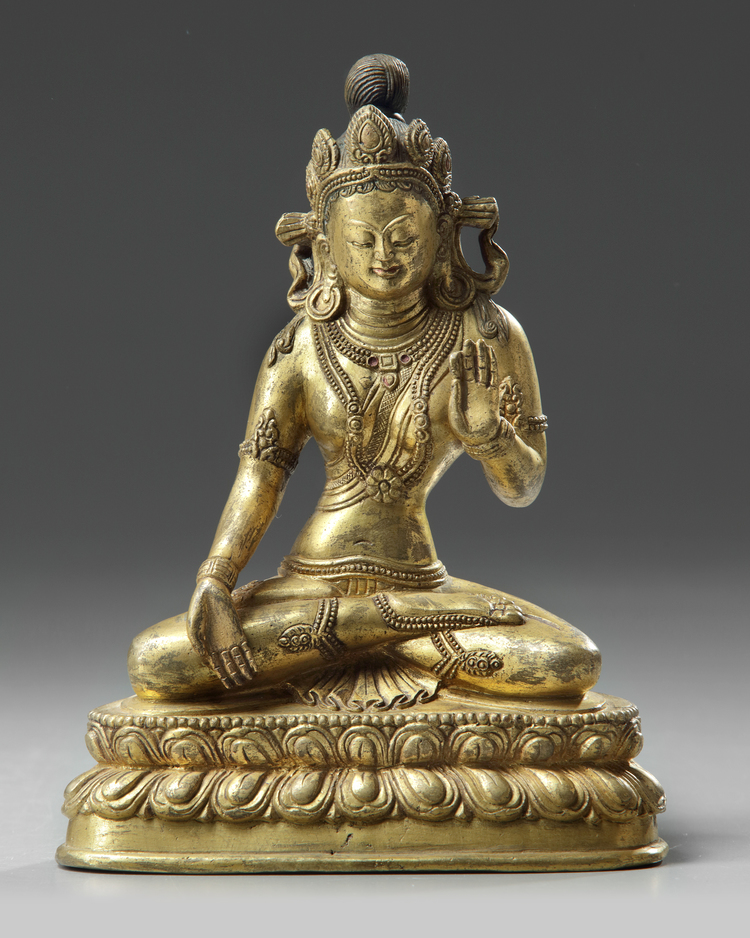 A Chinese gilt bronze figure of White Tara