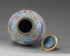 A SMALL CHINESE PAINTED ENAMEL TROMP L'OEIL JAR AND COVER, CHINA, 19TH-20TH CENTURY