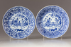 Two Chinese blue and white ladies dishes