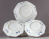 Three Chinese blue and white octagonal dishes