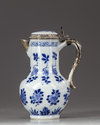 A blue and white silver mounted mik jug