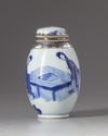 A blue and white silver mounted jar and cover