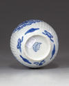 A Chinese blue and white ribbed  jar