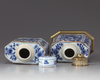 Two Chinese blue and white tea caddies