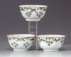 Three Chinese famille verte cups