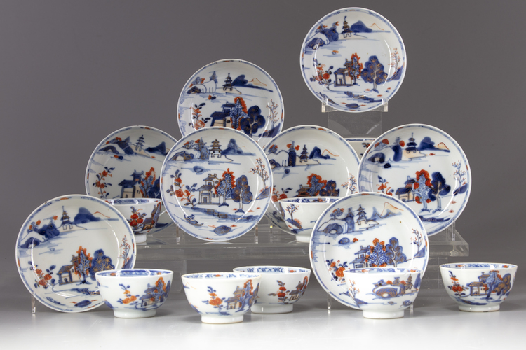 Eight Chinese Imari cups and saucers