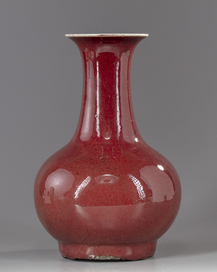 A Chinese red glazed bottle vase