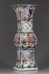 A Chinese wucai 'dragon' gu vase