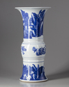 A Chinese blue and white gu vase
