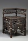 A Damascus mother of pearl and bone inlaid armchair
