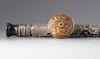 A CHINESE BONE AND SILVER PLATED CARVED OPIUM PIPE, 20TH CENTURY